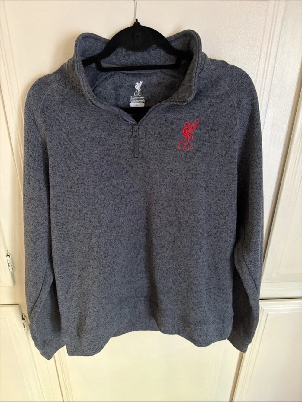 Liverpool FC Quarter Zip Fleece Gray Pullover Adult Large